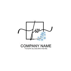 Initial FW Handwriting, Wedding Monogram Logo Design, Modern Minimalistic and Floral templates for Invitation cards