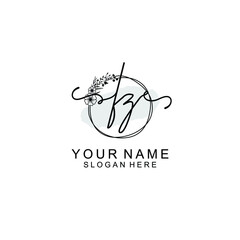 Initial FZ Handwriting, Wedding Monogram Logo Design, Modern Minimalistic and Floral templates for Invitation cards