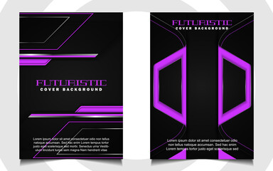 Abstract futuristic cover a4 background template purple technology concept on black shapes. Modern layout vector design can use banner gaming, presentation business, sport poster, automotive event
