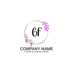 Initial GF Handwriting, Wedding Monogram Logo Design, Modern Minimalistic and Floral templates for Invitation cards