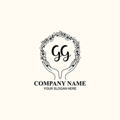 Initial GG Handwriting, Wedding Monogram Logo Design, Modern Minimalistic and Floral templates for Invitation cards