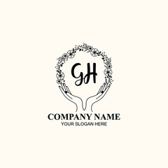 Initial GH Handwriting, Wedding Monogram Logo Design, Modern Minimalistic and Floral templates for Invitation cards