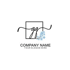 Initial GQ Handwriting, Wedding Monogram Logo Design, Modern Minimalistic and Floral templates for Invitation cards
