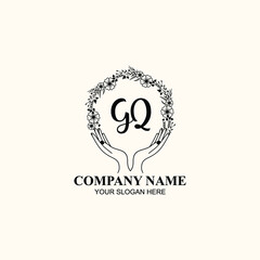 Initial GQ Handwriting, Wedding Monogram Logo Design, Modern Minimalistic and Floral templates for Invitation cards