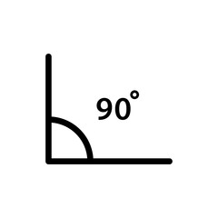 90 degrees angel vector icon isolated on white background
