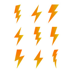 Thunder and Bolt Lighting Flash Icons Set. Thunder and Bolt Lighting Flash Icons Set.