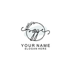 Initial GY Handwriting, Wedding Monogram Logo Design, Modern Minimalistic and Floral templates for Invitation cards