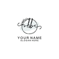 Initial HB Handwriting, Wedding Monogram Logo Design, Modern Minimalistic and Floral templates for Invitation cards