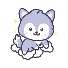 kawaii cute fox mascot icon, fox mascot logo, vector graphic illustration