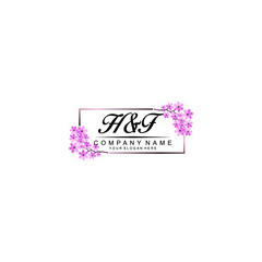 Initial HF Handwriting, Wedding Monogram Logo Design, Modern Minimalistic and Floral templates for Invitation cards