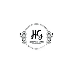 Initial HG Handwriting, Wedding Monogram Logo Design, Modern Minimalistic and Floral templates for Invitation cards