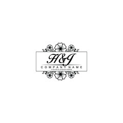 Initial HJ Handwriting, Wedding Monogram Logo Design, Modern Minimalistic and Floral templates for Invitation cards