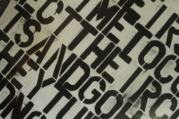 black and white letter pattern