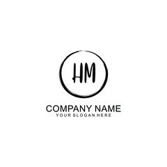 Initial HM Handwriting, Wedding Monogram Logo Design, Modern Minimalistic and Floral templates for Invitation cards