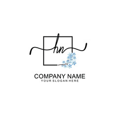 Initial HN Handwriting, Wedding Monogram Logo Design, Modern Minimalistic and Floral templates for Invitation cards