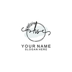 Initial HS Handwriting, Wedding Monogram Logo Design, Modern Minimalistic and Floral templates for Invitation cards