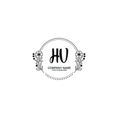 Initial HV Handwriting, Wedding Monogram Logo Design, Modern Minimalistic and Floral templates for Invitation cards