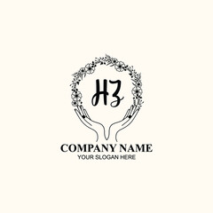 Initial HZ Handwriting, Wedding Monogram Logo Design, Modern Minimalistic and Floral templates for Invitation cards