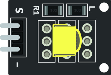 Electronics component top view illustration suitable for schematic circuit diagram 