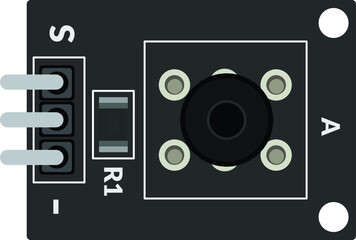 Electronics component top view illustration suitable for schematic circuit diagram 