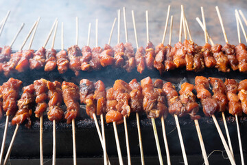 One of the typically Indonesian foods is satay or sate. This food is made from beef or mutton or chicken which is grilled over smoky coals then served with peanut sauce and soy sauce.