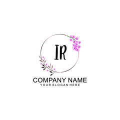 Initial IR Handwriting, Wedding Monogram Logo Design, Modern Minimalistic and Floral templates for Invitation cards