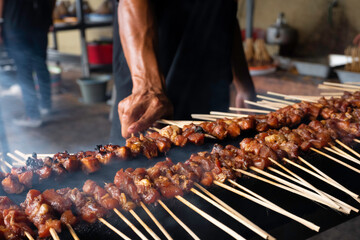 One of the typically Indonesian foods is satay or sate. This food is made from beef or mutton or chicken which is grilled over smoky coals then served with peanut sauce and soy sauce.