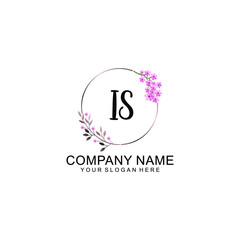 Initial IS Handwriting, Wedding Monogram Logo Design, Modern Minimalistic and Floral templates for Invitation cards