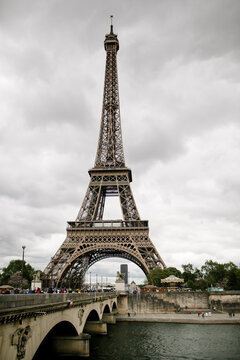 Low View of Eiffel Tower From Bridge in Paris