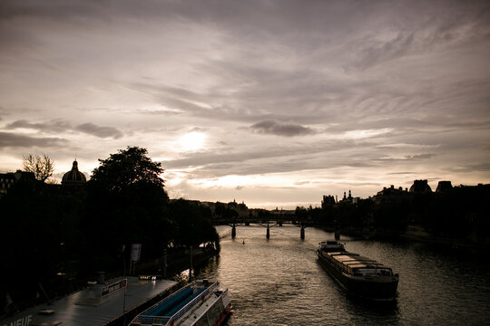 Sunset View Along Sienne River in Paris