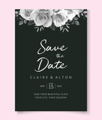 Romantic roses wedding invitation card template
