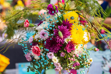 Obraz na płótnie Canvas Colorful Chrysanthemum Flower. Chrysanthemum Rainbow Flower, Flower arrangement.