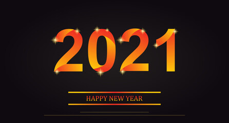 2021 Happy New Year luxury holiday banner with handwritten inscription Happy New Year. Vector holiday design. Vector illustration.