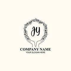 Initial JY Handwriting, Wedding Monogram Logo Design, Modern Minimalistic and Floral templates for Invitation cards