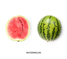 Creative layout made of watermelon. Flat lay. Food concept. Watermelon on white background.