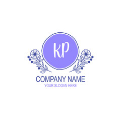 Initial KP Handwriting, Wedding Monogram Logo Design, Modern Minimalistic and Floral templates for Invitation cards