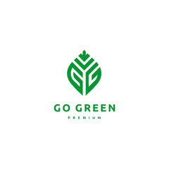 Typographic Logo Letter G G  Monogram for Go Green, Luxury Style Lettering Icon Isolated on White Background