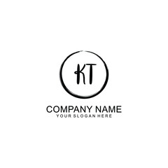 Initial KT Handwriting, Wedding Monogram Logo Design, Modern Minimalistic and Floral templates for Invitation cards