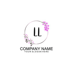 Initial LL Handwriting, Wedding Monogram Logo Design, Modern Minimalistic and Floral templates for Invitation cards