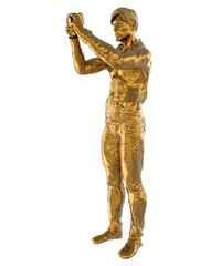 Photographer statue of gold isolated on white background 3d illustration