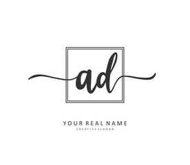 AD Initial letter handwriting and signature logo. A concept handwriting initial logo with template element.