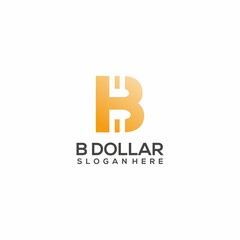 Logo illustration B dollar gradient colorful vector design
