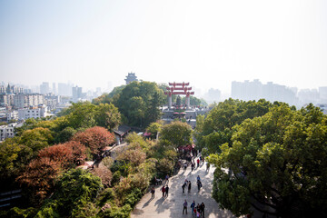 Street view local visitor and tourist at Yellow Crane Tower , Wuhan, china (huanghelou)