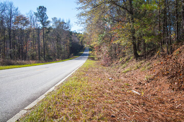 Trash on the side of the road in a rural area in the Fall