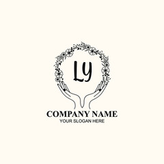 Initial LY Handwriting, Wedding Monogram Logo Design, Modern Minimalistic and Floral templates for Invitation cards