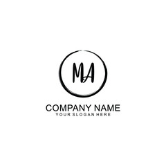 Initial MA Handwriting, Wedding Monogram Logo Design, Modern Minimalistic and Floral templates for Invitation cards