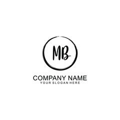 Initial MB Handwriting, Wedding Monogram Logo Design, Modern Minimalistic and Floral templates for Invitation cards
