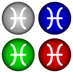Obraz premium Set of buttons with pisces symbols.