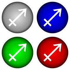 Set of buttons with sagittarius symbols.