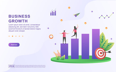 Obraz premium Illustration concept of business growth with charts and targets.